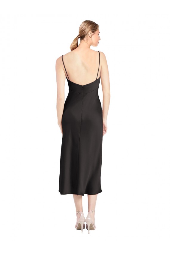 Sleeveless Spaghetti Straps Low Back Stretch Satin A-Line Formal Evening Gowns Online