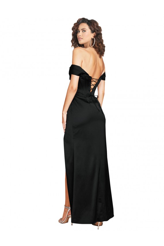 Sleeveless Sweetheart Low Back Silky Satin A-Line Black Tie Evening Dress Online