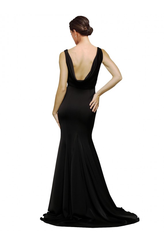Sleeveless V-Neck Low Back Silky Satin A-Line Formal Evening Dress Online