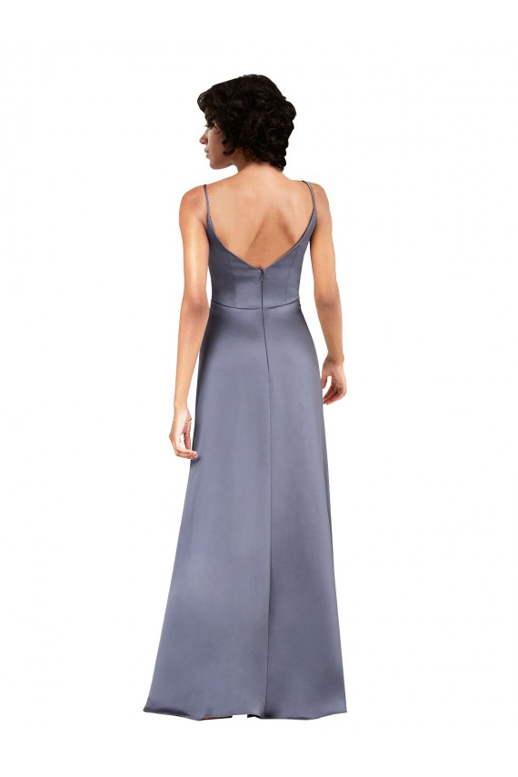 Sleeveless V-Neck Silky Satin Column Formal Evening Dress Online