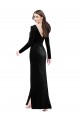 Long Sleeves V-Neck V-Back Stretch Velvet Column Formal Evening Dress Online