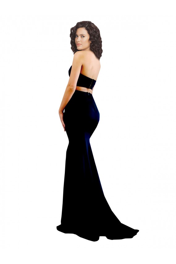 Sleeveless High Neck Low Back Stretch Crepe Mermaid Formal Evening Dress Online