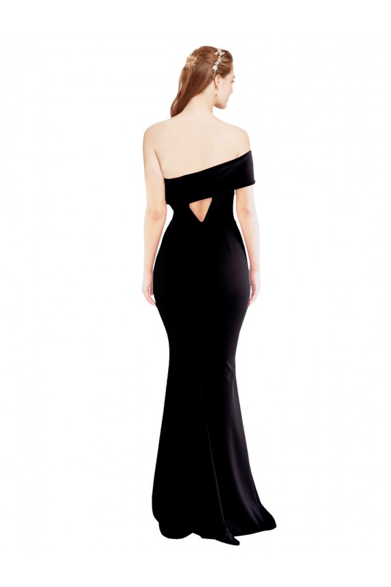 Sleeveless One Shoulder Keyhole Back Stretch Crepe Mermaid Formal Evening Dress Online