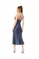 Sleeveless Cowl Neck Criss Cross Back Silky Satin Sheath High Low Evening Dress Online