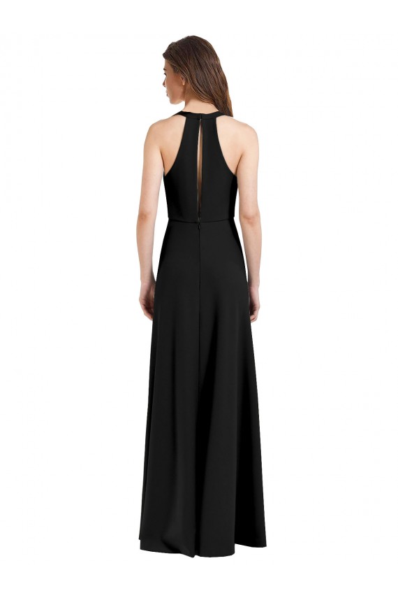 Sleeveless Halter Neck Stretch Crepe Sheath Formal Evening Dress Online