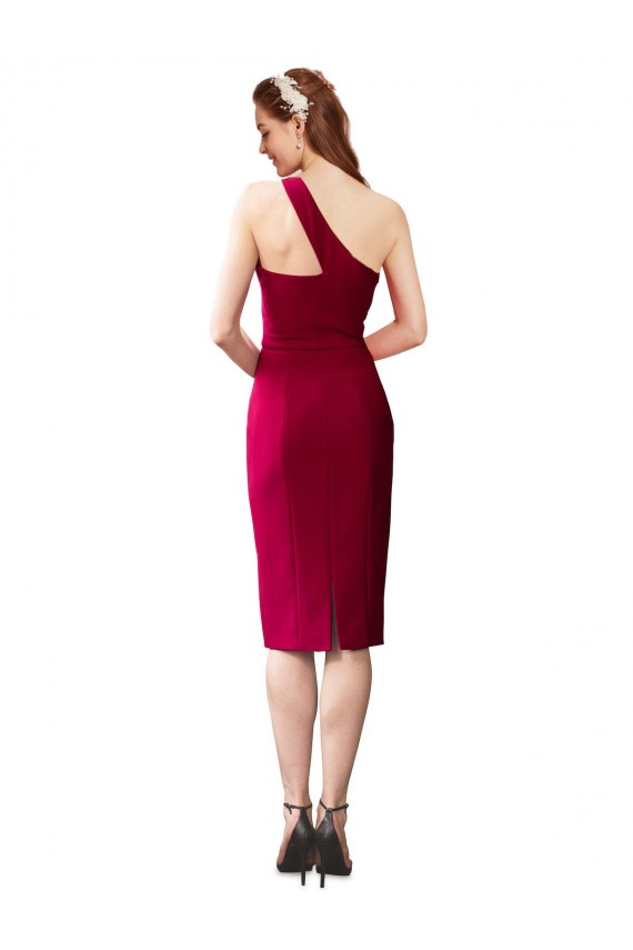 Sleeveless Black One Shoulder Stretch Crepe Sheath Evening Dresses Online