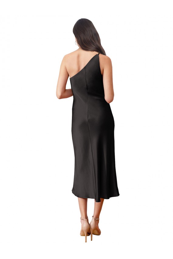 Sleeveless One Shoulder Stretch Satin Sheath Black Tie Evening Gown Online