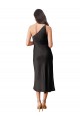 Sleeveless One Shoulder Stretch Satin Sheath Black Tie Evening Gown Online