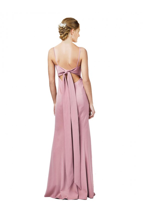 Sleeveless Spaghetti Straps Open Back Stretch Crepe Sheath Formal Evening Dress Online