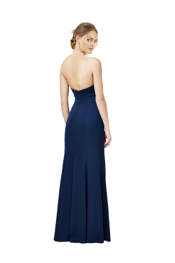 Sleeveless Black Strapless Low Back Stretch Crepe Sheath Formal Dress Online