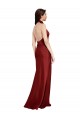 Sleeveless Halter Neck Backless Stretch Satin A-Line Black Tie Evening Dress Online