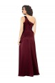 Sleeveless Burgundy One Shoulder Silky Satin A-Line Formal Evening Dress Online