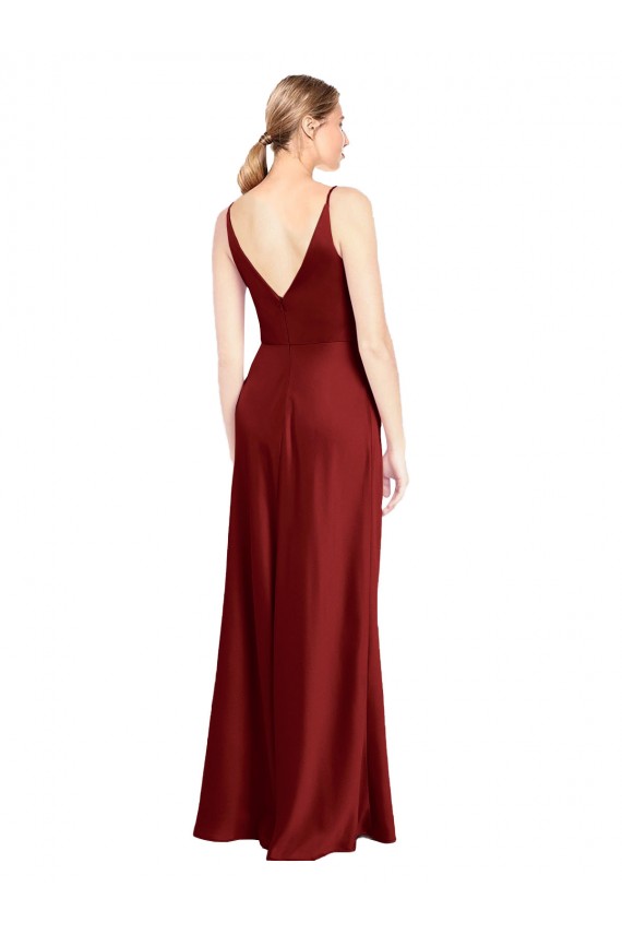 Sleeveless Spaghetti Straps V-Back Stretch Satin A-Line Formal Evening Dress Online