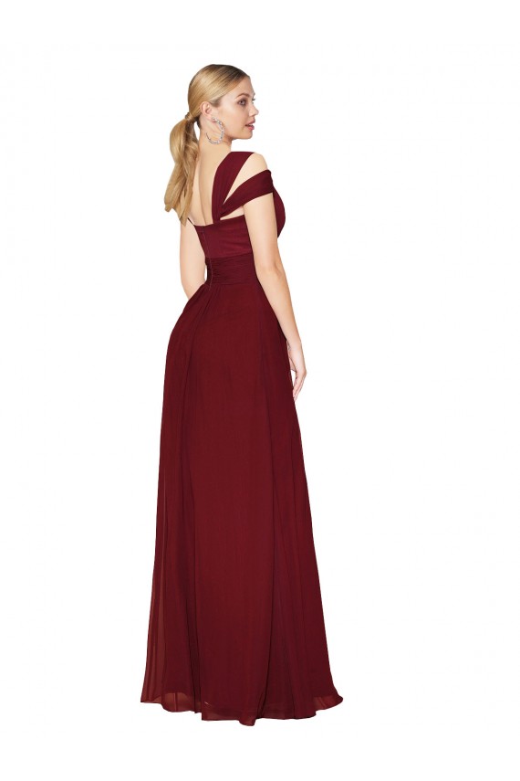Sleeveless Burgundy Sweetheart Soft Chiffon A-Line Evening Dresses Online