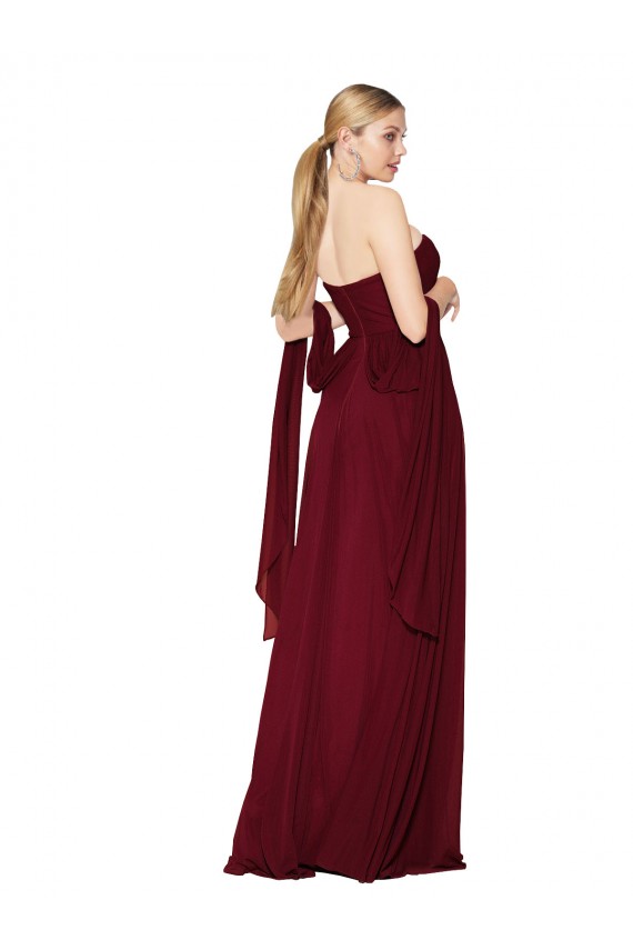 Sleeveless Burgundy Sweetheart Soft Chiffon A-Line Formal Evening Dress Online