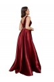 Sleeveless V-Neck V-Back Satin A-Line Plus Size Formal Evening Dress Online