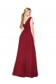 Sleeveless V-Neck V-Back Soft Chiffon A-Line Black Tie Evening Dress Online