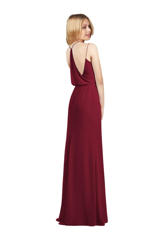 Sleeveless Burgundy V-Neck Soft Chiffon A-Line Formal Dress Online