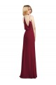 Sleeveless Burgundy V-Neck Soft Chiffon A-Line Formal Dress Online