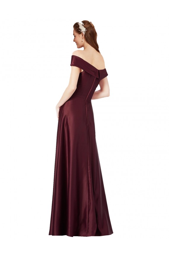 Cap Sleeves Off the Shoulder Satin A-Line Black Tie Evening Dress Online