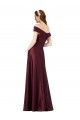 Cap Sleeves Off the Shoulder Satin A-Line Black Tie Evening Dress Online