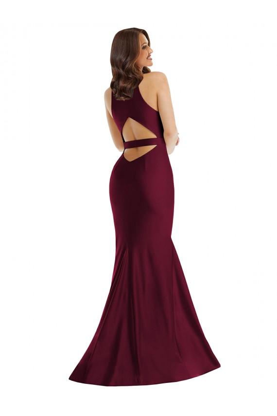 Sleeveless V-Neck Open Back Silky Satin Mermaid Plus Size Formal Evening Dress Online