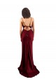Sleeveless Burgundy Cowl Neck Criss Cross Open Back Silky Satin Sheath Evening Dresses Online