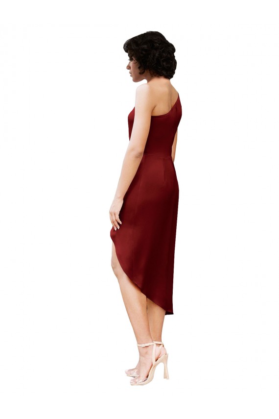 Sleeveless One Shoulder Stretch Satin Sheath Black Tie Evening Dress Online