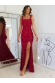 Sleeveless Square Neck Velvet Sequin Sheath Evening Dress Online