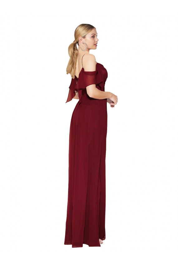 Cold Shoulder Off the Shoulder V-Back Soft Chiffon Trumpet Formal Evening Dress Online
