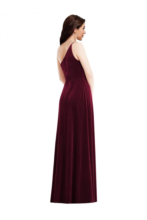 Sleeveless One Shoulder Stretch Velvet Trumpet Black Tie Evening Dress Online