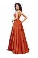 Sleeveless Round Neck Low Back Silky Satin A-Line Formal Evening Dress Online
