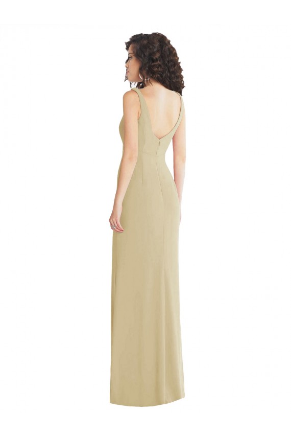 Sleeveless Square Neck Low Back Stretch Crepe Trumpet Formal Evening Dress Online