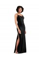 Sleeveless Cowl Neck Low Back Stretch Velvet Column Black Tie Evening Dress Online