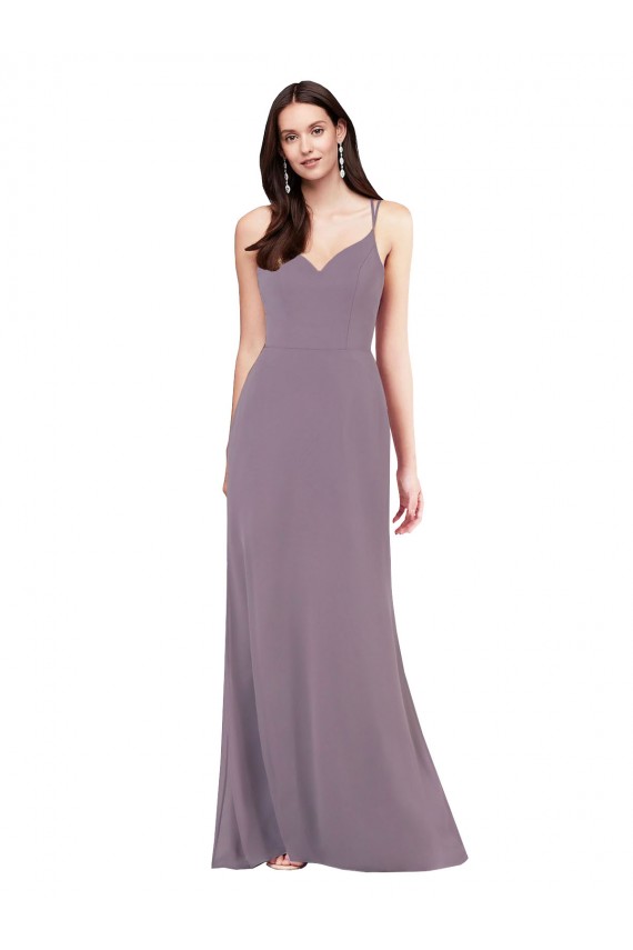 Sleeveless Sweetheart Criss Cross Open Back Soft Chiffon Column Formal Evening Dress Online