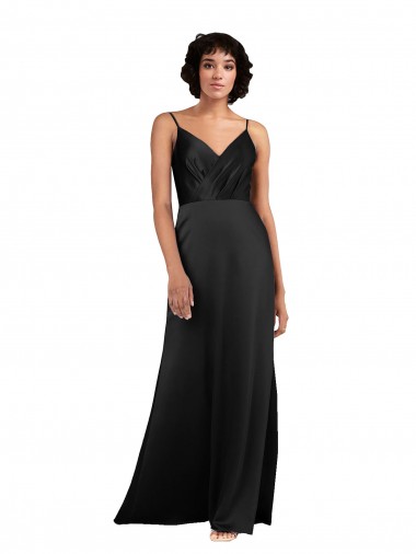 Sleeveless V-Neck Silky Satin Column Formal Evening Dress Online