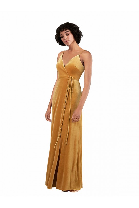 Sleeveless V-Neck V-Back Stretch Velvet Column Black Tie Evening Dress Online