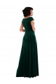 Cap Sleeves Cowl Neck Stretch Velvet A-Line Black Tie Evening Dress Online