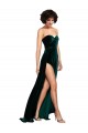 Sleeveless Dark Green Sweetheart Low Back Stretch Velvet A-Line Semi Formal Evening Dress Online