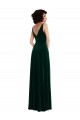 Sleeveless Dark Green V-Neck V-Back Stretch Velvet A-Line Evening Dress Online