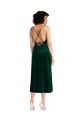 Sleeveless Cowl Neck Criss Cross Open Back Stretch Velvet Sheath Black Tie Evening Dress Online