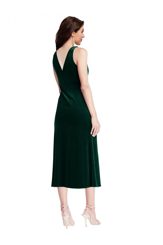 Sleeveless Cowl Neck V-Back Stretch Velvet Sheath Evening Gown Online