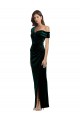 Sleeveless Off the Shoulder Stretch Velvet Sheath High Low Evening Dress Online