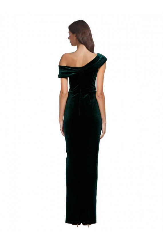 Sleeveless Off the Shoulder Stretch Velvet Sheath High Low Evening Dress Online