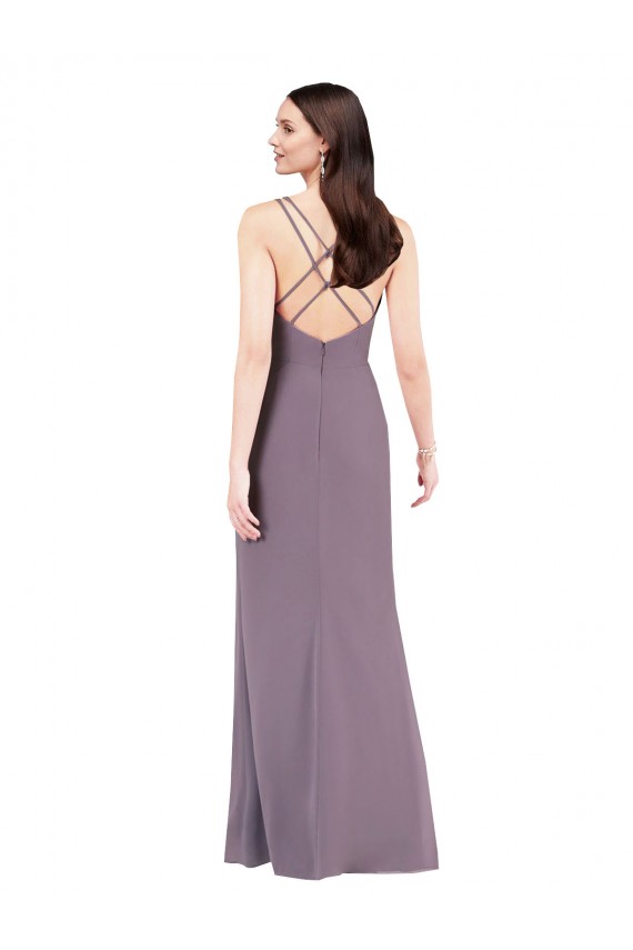 Sleeveless Sweetheart Criss Cross Open Back Soft Chiffon Column Formal Evening Dress Online