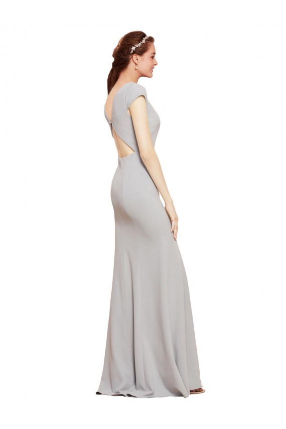 Sleeveless Boat Neck Open Back Stretch Crepe A-Line Formal Evening Dress Online