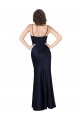 Sleeveless Cowl Neck Silky Satin A-Line Black Tie Evening Dress Online