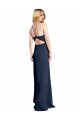 Sleeveless Halter Neck Criss Cross Open Back Stretch Satin A-Line Formal Evening Dress Online