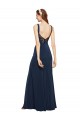 Sleeveless Round Neck Low Back Stretch Crepe A-Line Evening Dress Online
