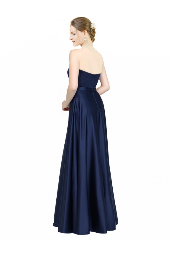 Sleeveless Sweetheart Low Back Stretch Satin A-Line Black Tie Evening Gown Online